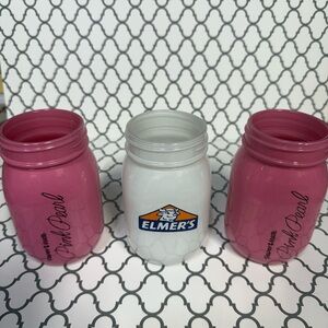 Pink and White Mason Jar Set